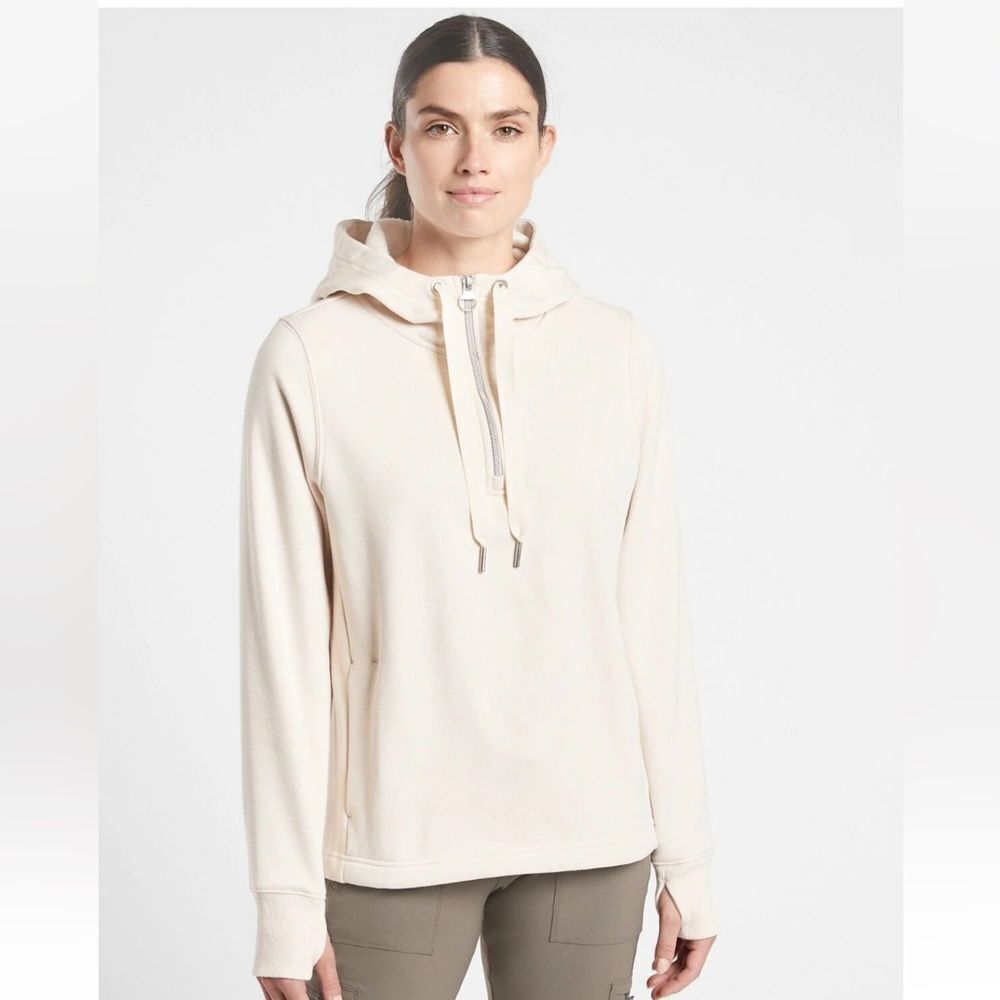 Athleta Cozy Karma 1/4 Zip-Up Hoodie Chantilly Cream - M
